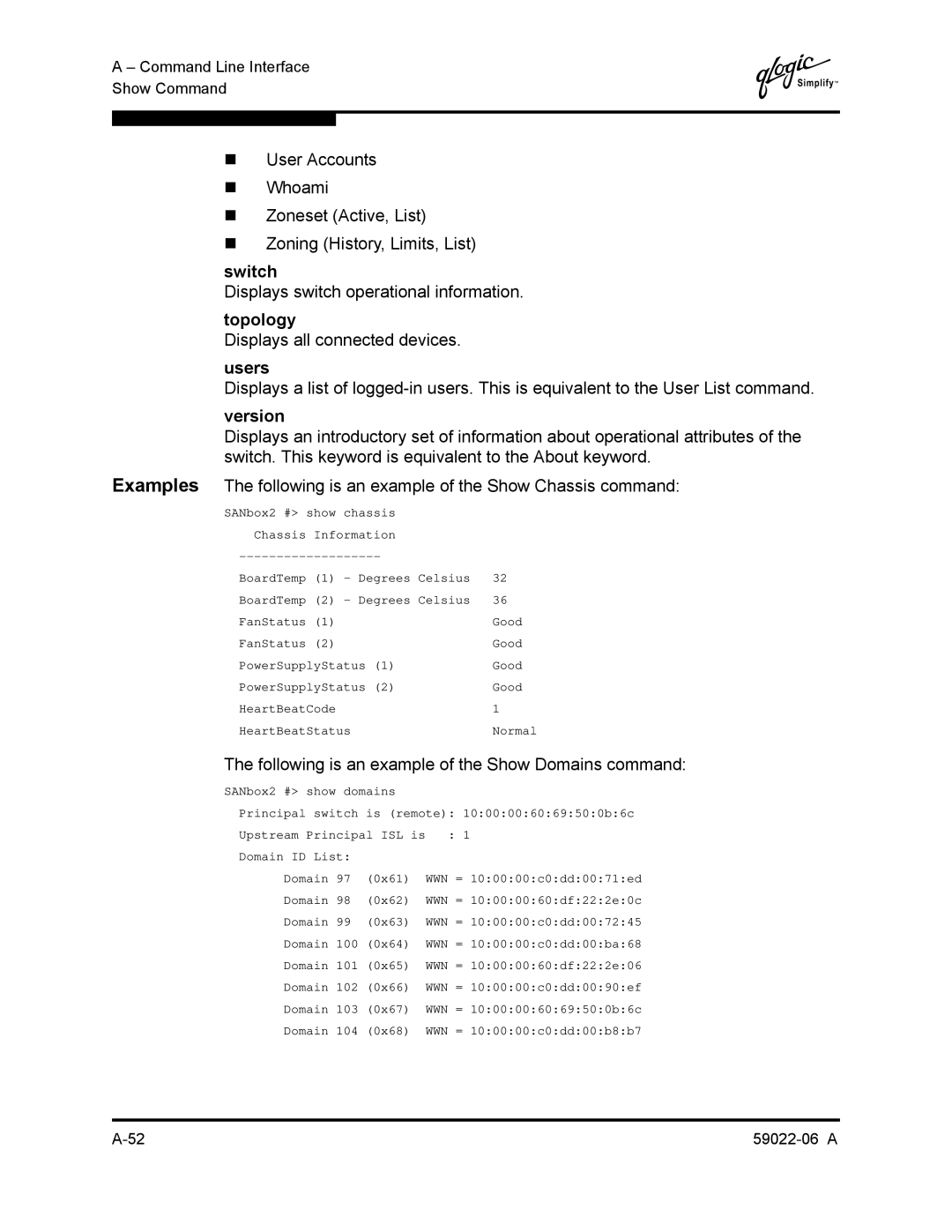 Q-Logic 8C/16 manual Topology, Users, Version 