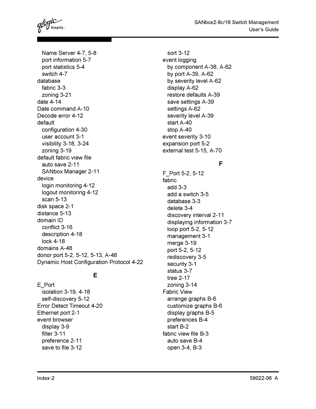 Q-Logic 8C/16 manual Index-2 59022-06 a 