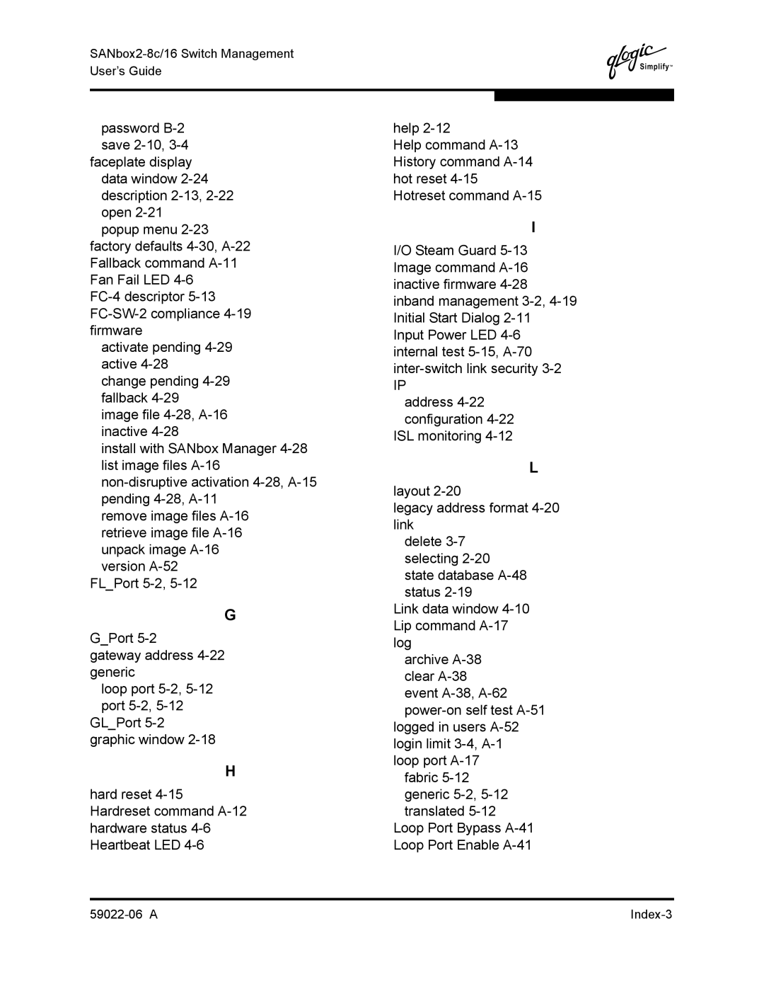 Q-Logic 8C/16 manual a Index-3 