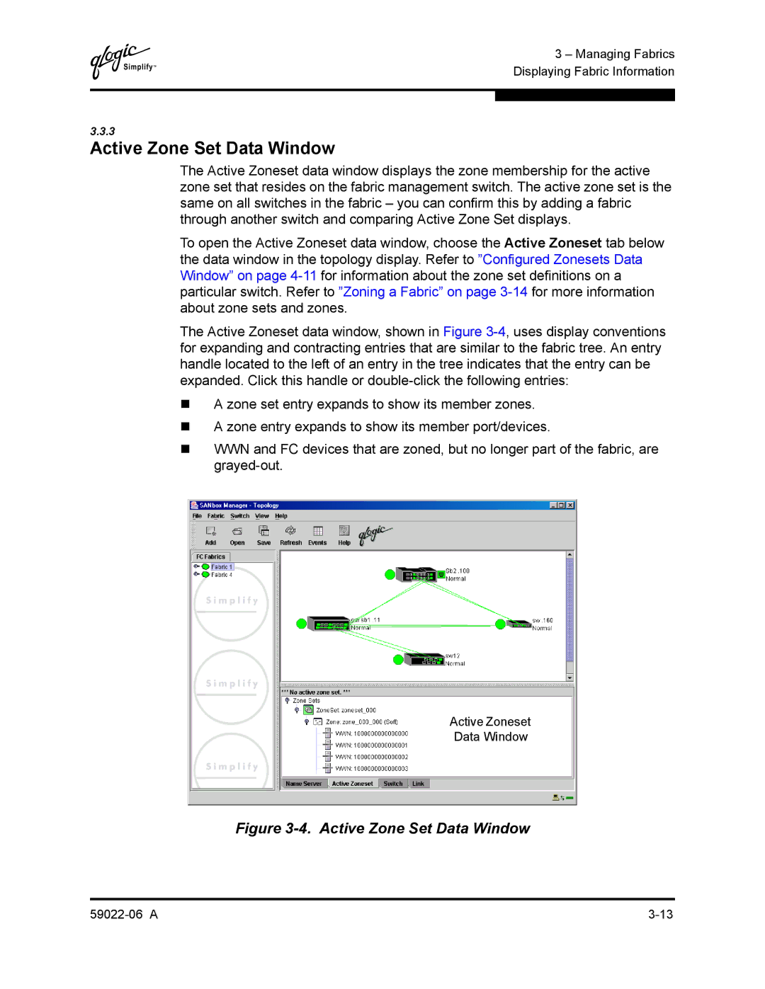 Q-Logic 8C/16 manual Active Zone Set Data Window 