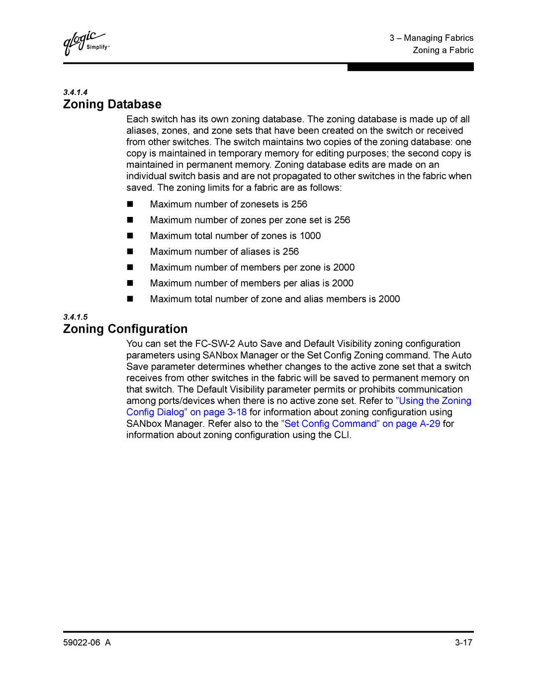 Q-Logic 8C/16 manual Zoning Database, Zoning Configuration 