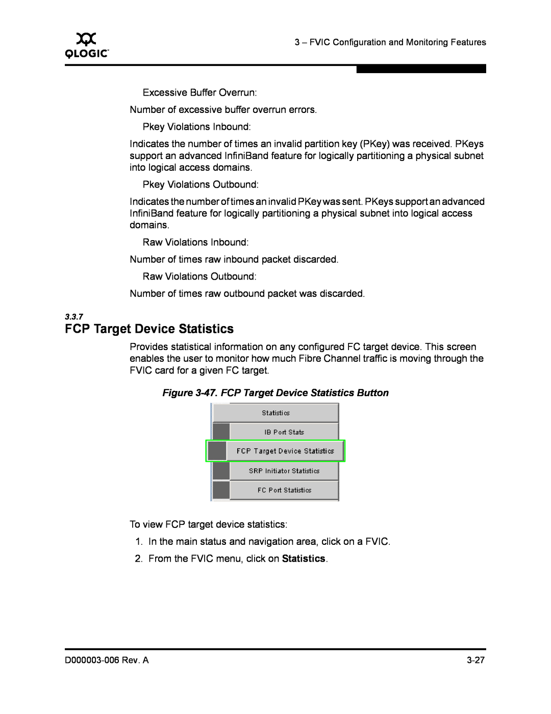 Q-Logic 9000 manual 47. FCP Target Device Statistics Button 
