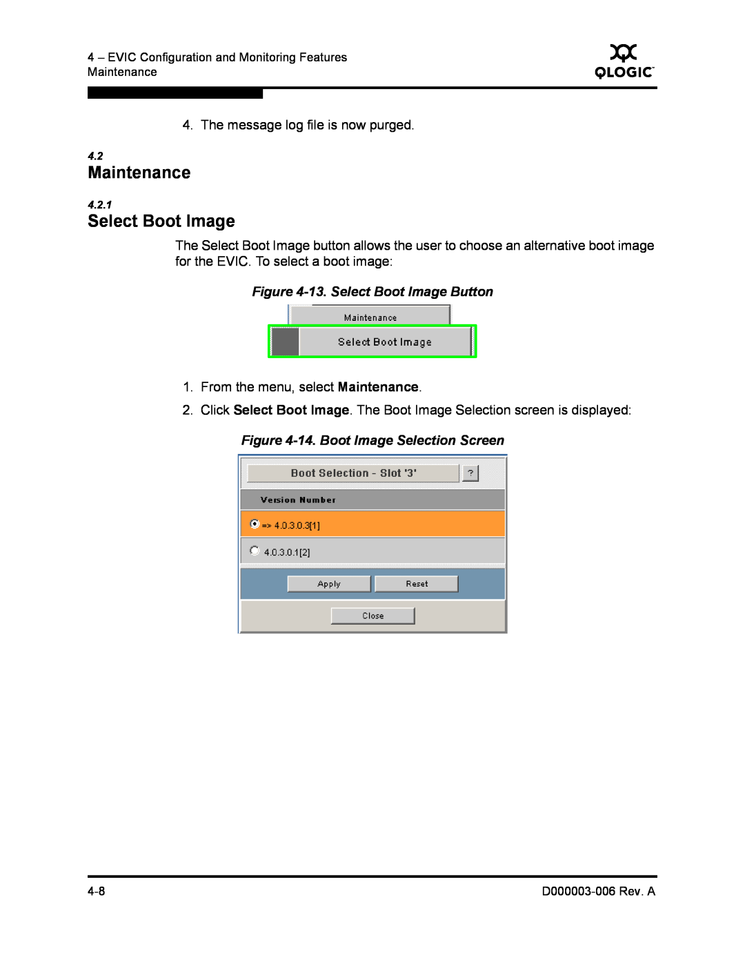 Q-Logic 9000 manual 13. Select Boot Image Button, 14. Boot Image Selection Screen, Maintenance 