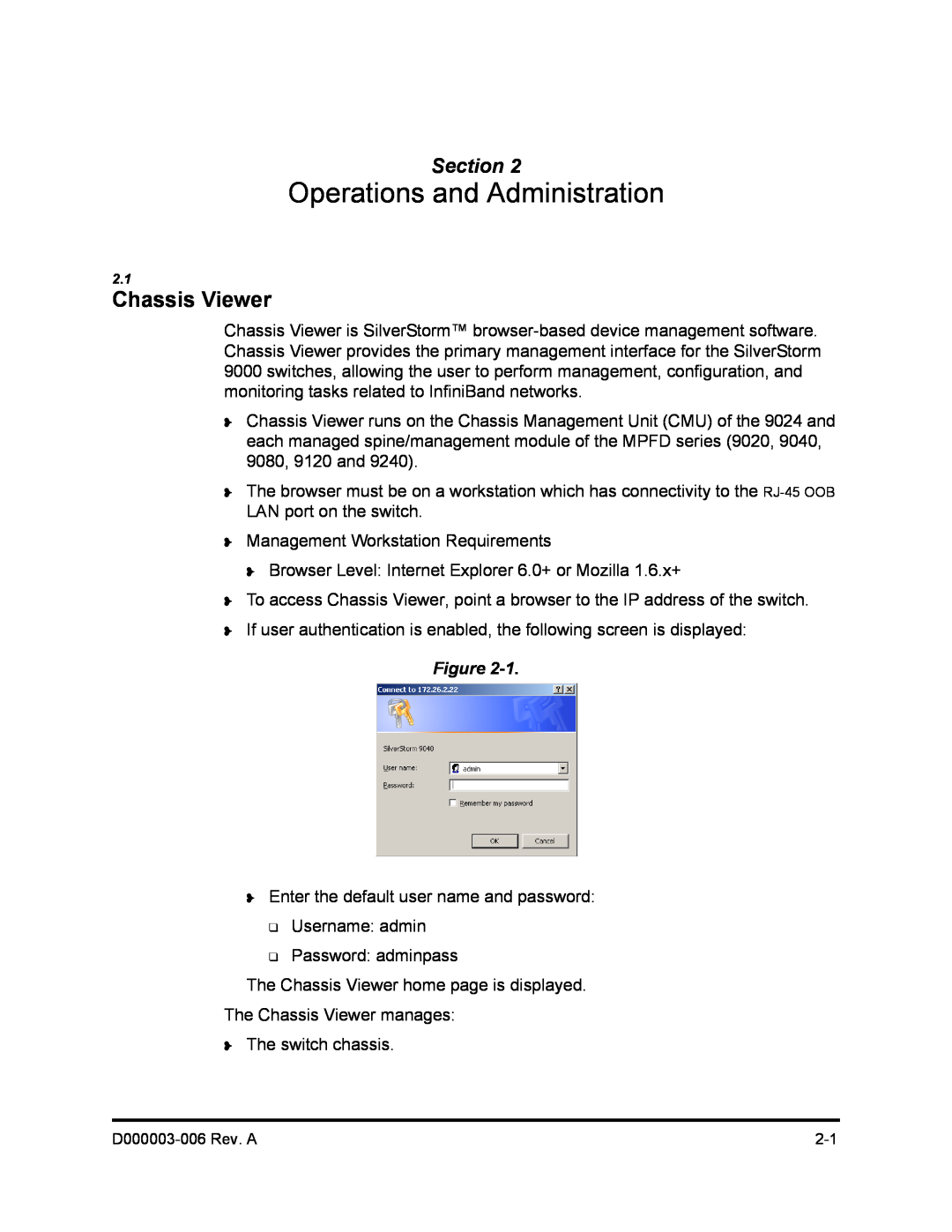 Q-Logic 9000 manual Operations and Administration, Chassis Viewer, Section 