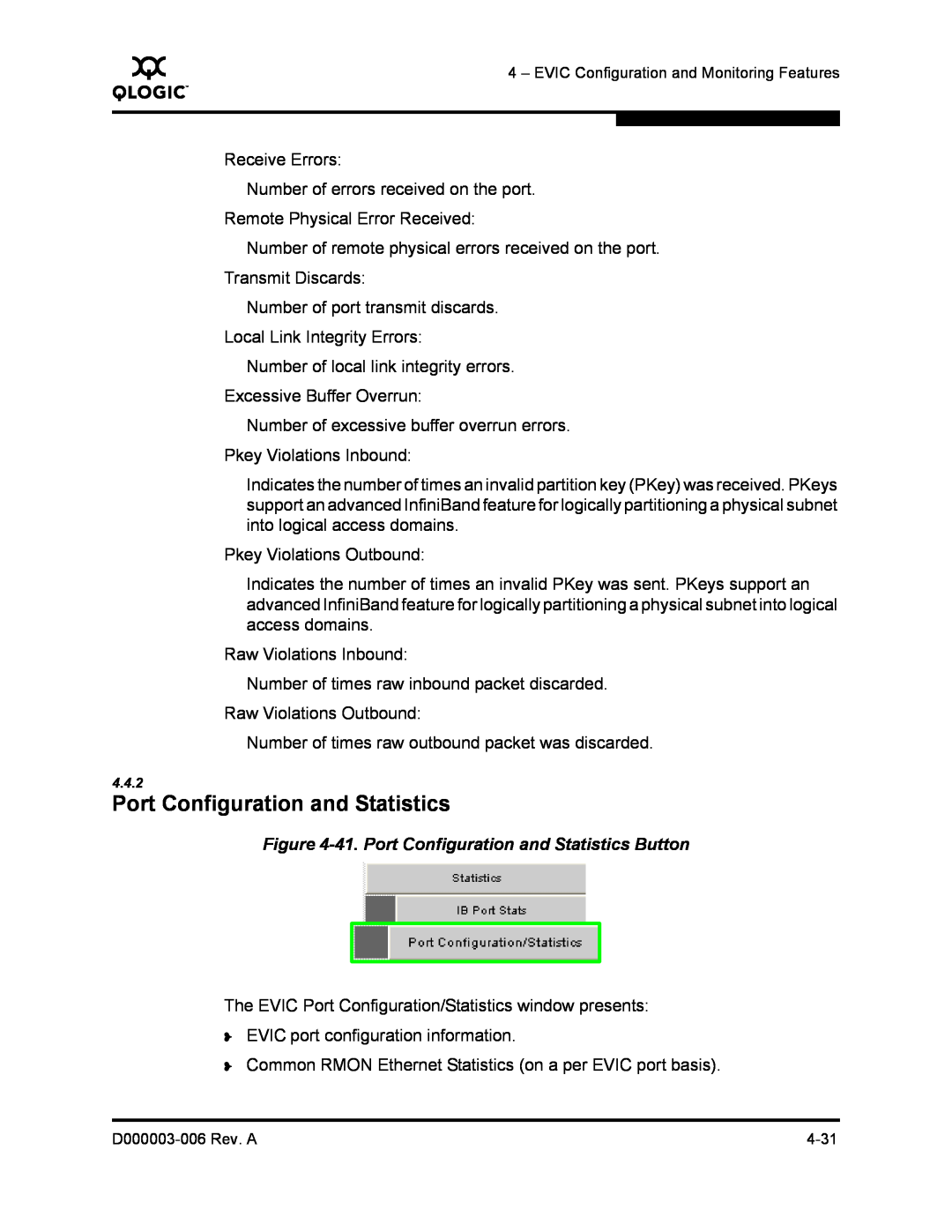 Q-Logic 9000 manual 41. Port Configuration and Statistics Button 