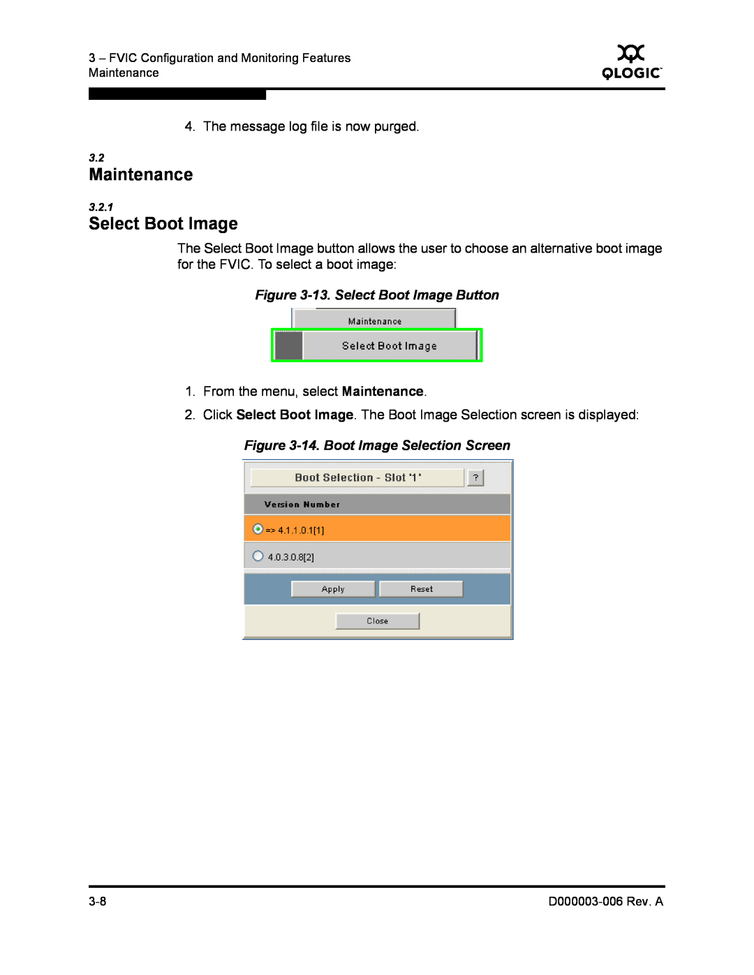 Q-Logic 9000 manual 13. Select Boot Image Button, 14. Boot Image Selection Screen, Maintenance 