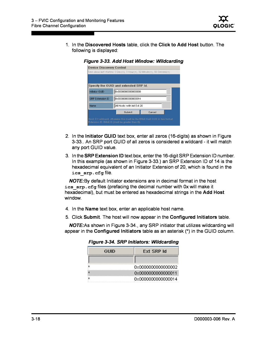 Q-Logic 9000 manual 33. Add Host Window Wildcarding, 34. SRP Initiators Wildcarding 