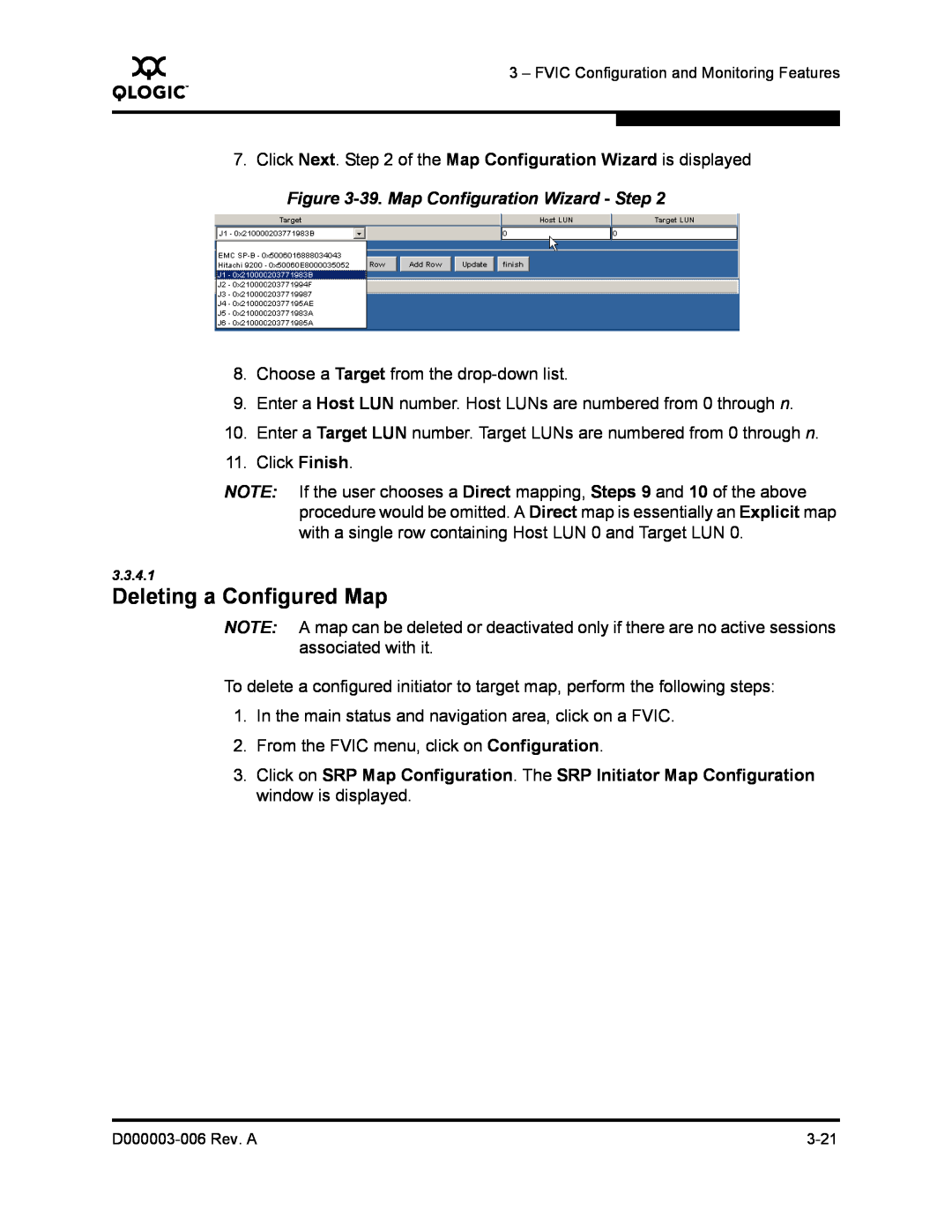 Q-Logic 9000 manual Deleting a Configured Map, 39. Map Configuration Wizard - Step 