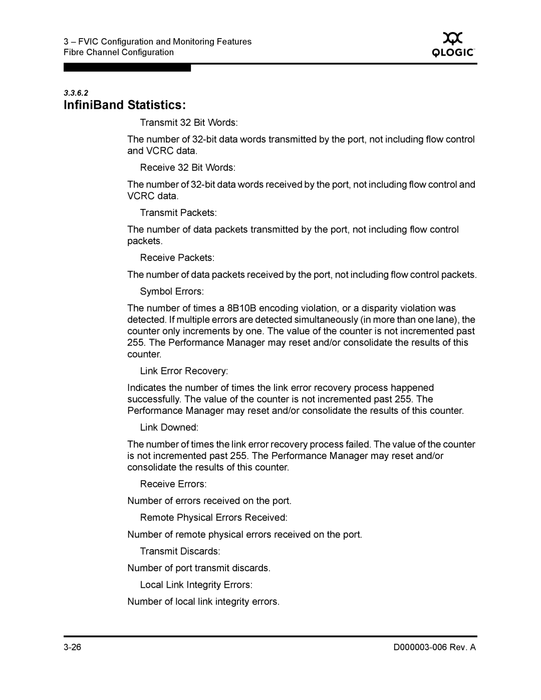 Q-Logic 9000 manual InfiniBand Statistics 