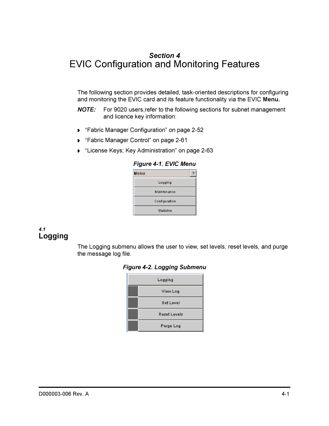 Q-Logic 9000 manual Evic Configuration and Monitoring Features 