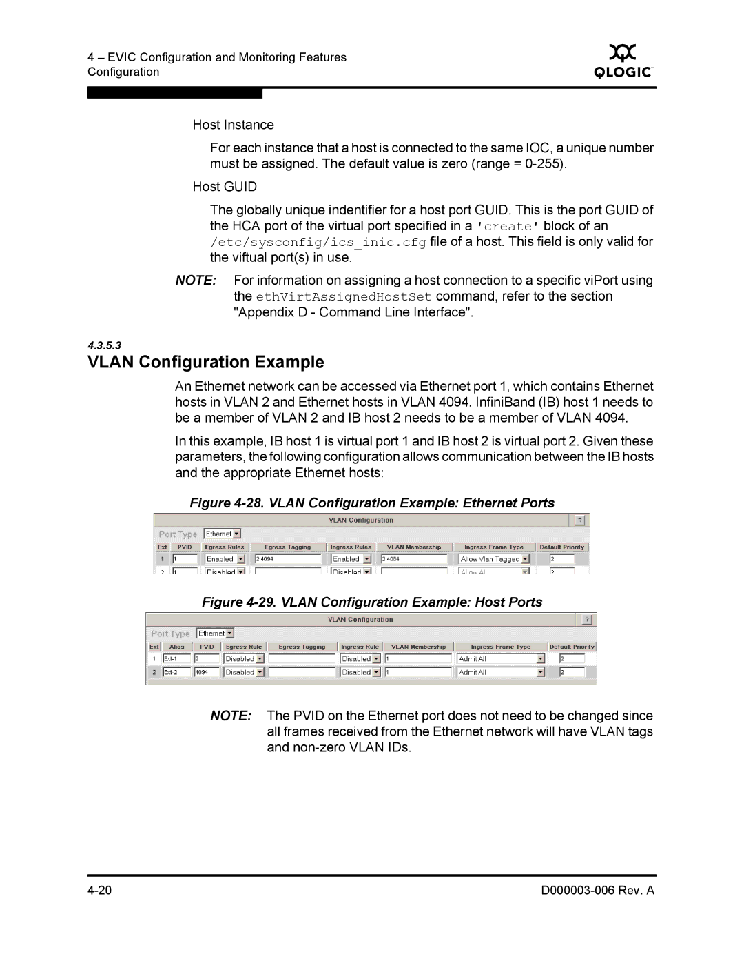 Q-Logic 9000 manual Vlan Configuration Example Ethernet Ports 