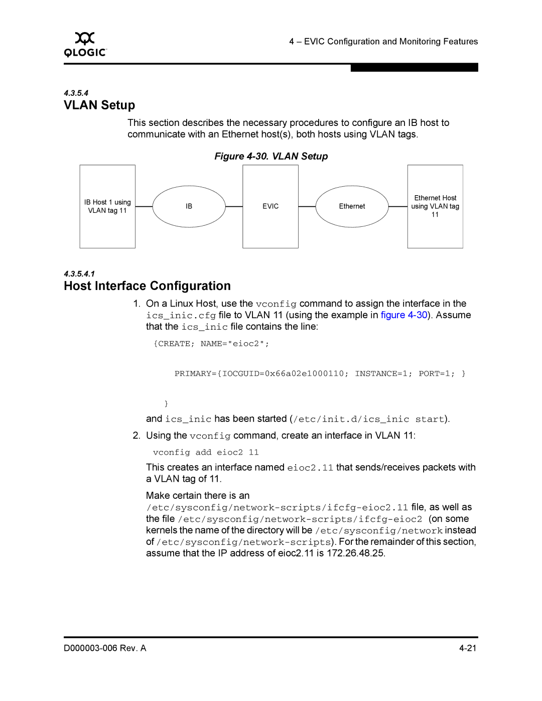 Q-Logic 9000 manual Vlan Setup, Host Interface Configuration 