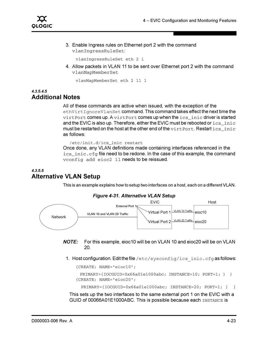 Q-Logic 9000 manual Additional Notes, Alternative Vlan Setup 