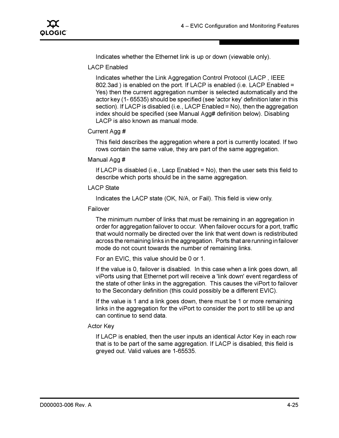 Q-Logic 9000 manual Evic Configuration and Monitoring Features 