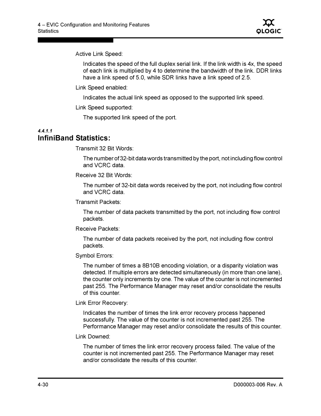 Q-Logic 9000 manual InfiniBand Statistics 