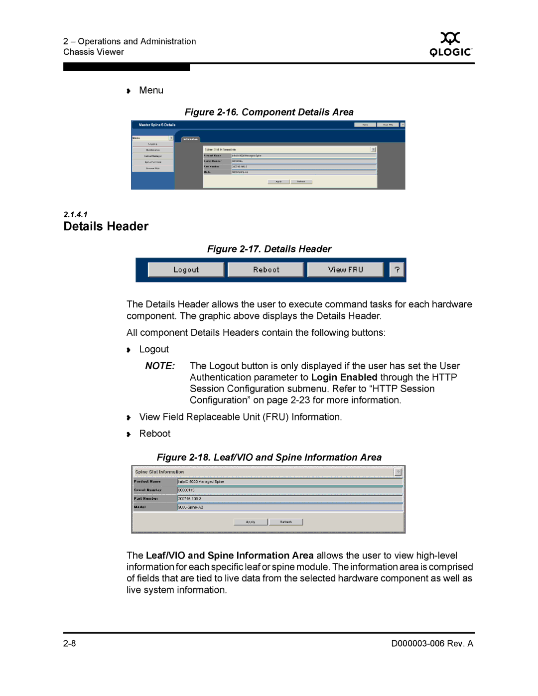 Q-Logic 9000 manual Details Header, Component Details Area 