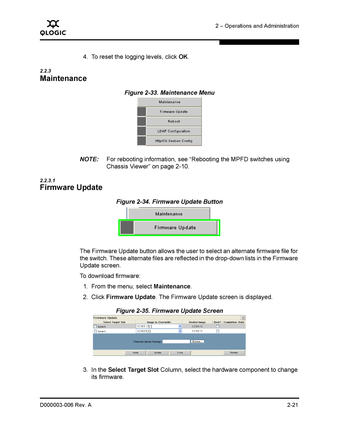 Q-Logic 9000 manual Maintenance, Firmware Update 