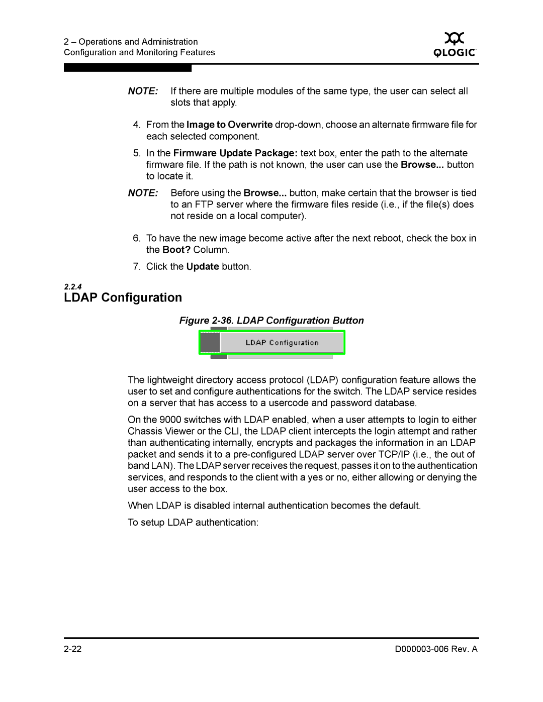 Q-Logic 9000 manual Ldap Configuration Button 