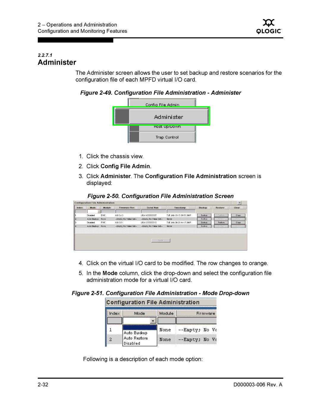 Q-Logic 9000 manual Configuration File Administration Administer 