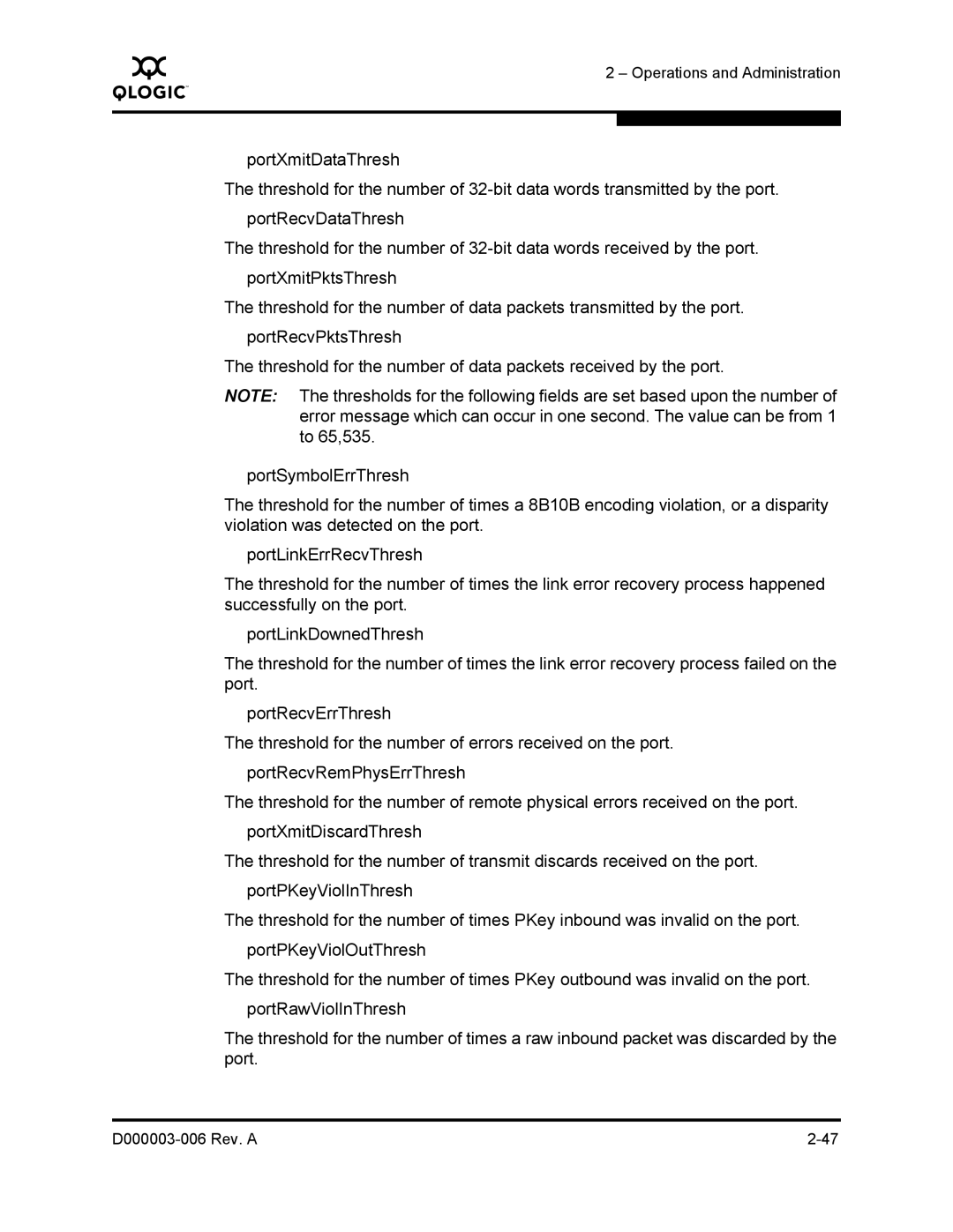 Q-Logic 9000 manual Operations and Administration 