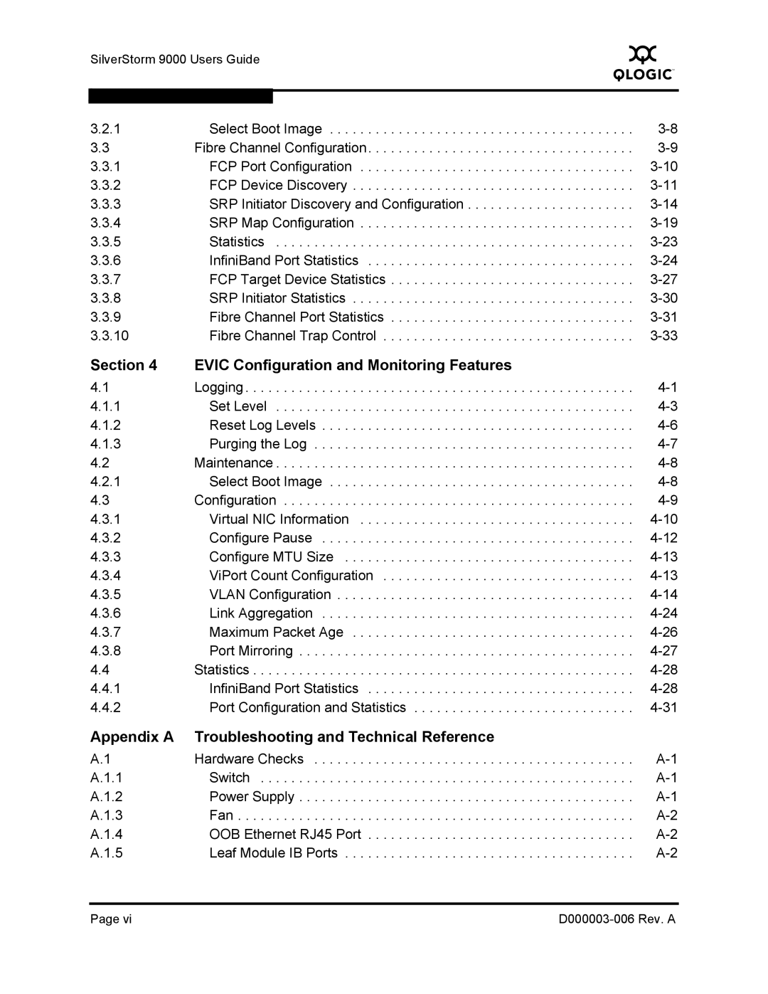 Q-Logic 9000 manual Section Evic Configuration and Monitoring Features 