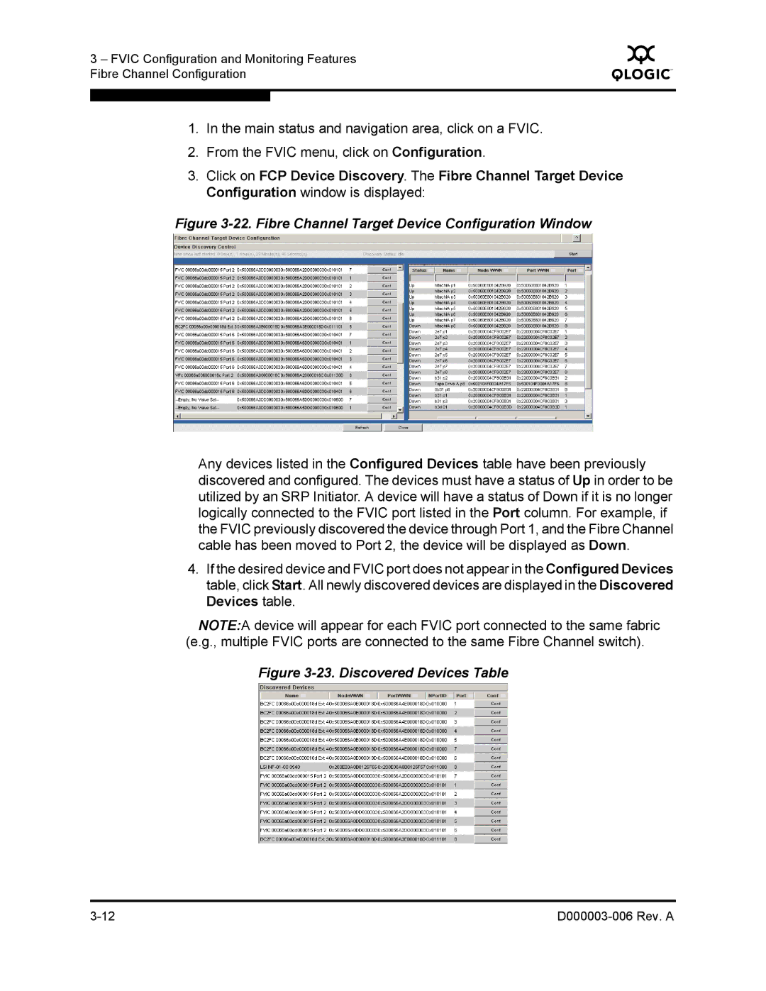 Q-Logic 9000 manual Fibre Channel Target Device Configuration Window 