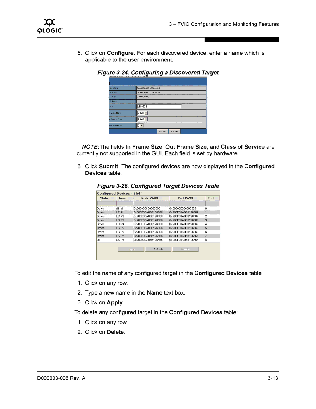 Q-Logic 9000 manual Configuring a Discovered Target 