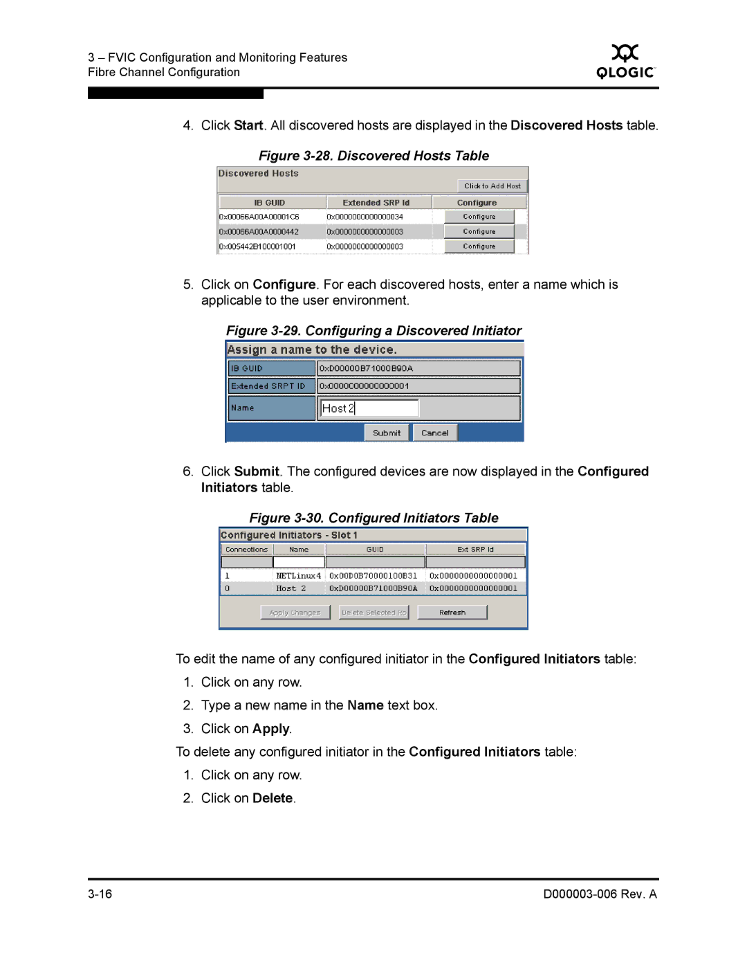 Q-Logic 9000 manual Discovered Hosts Table 