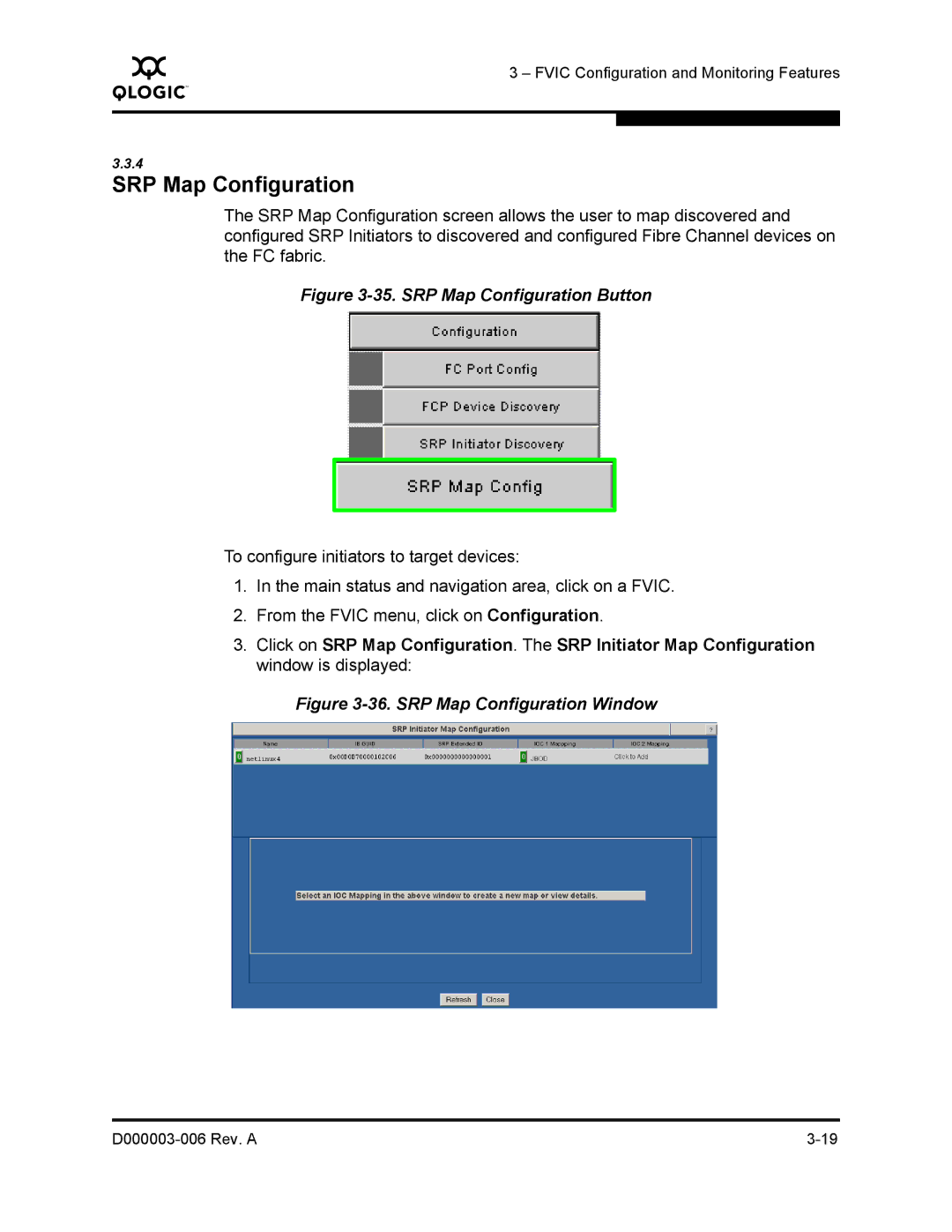 Q-Logic 9000 manual SRP Map Configuration Button 