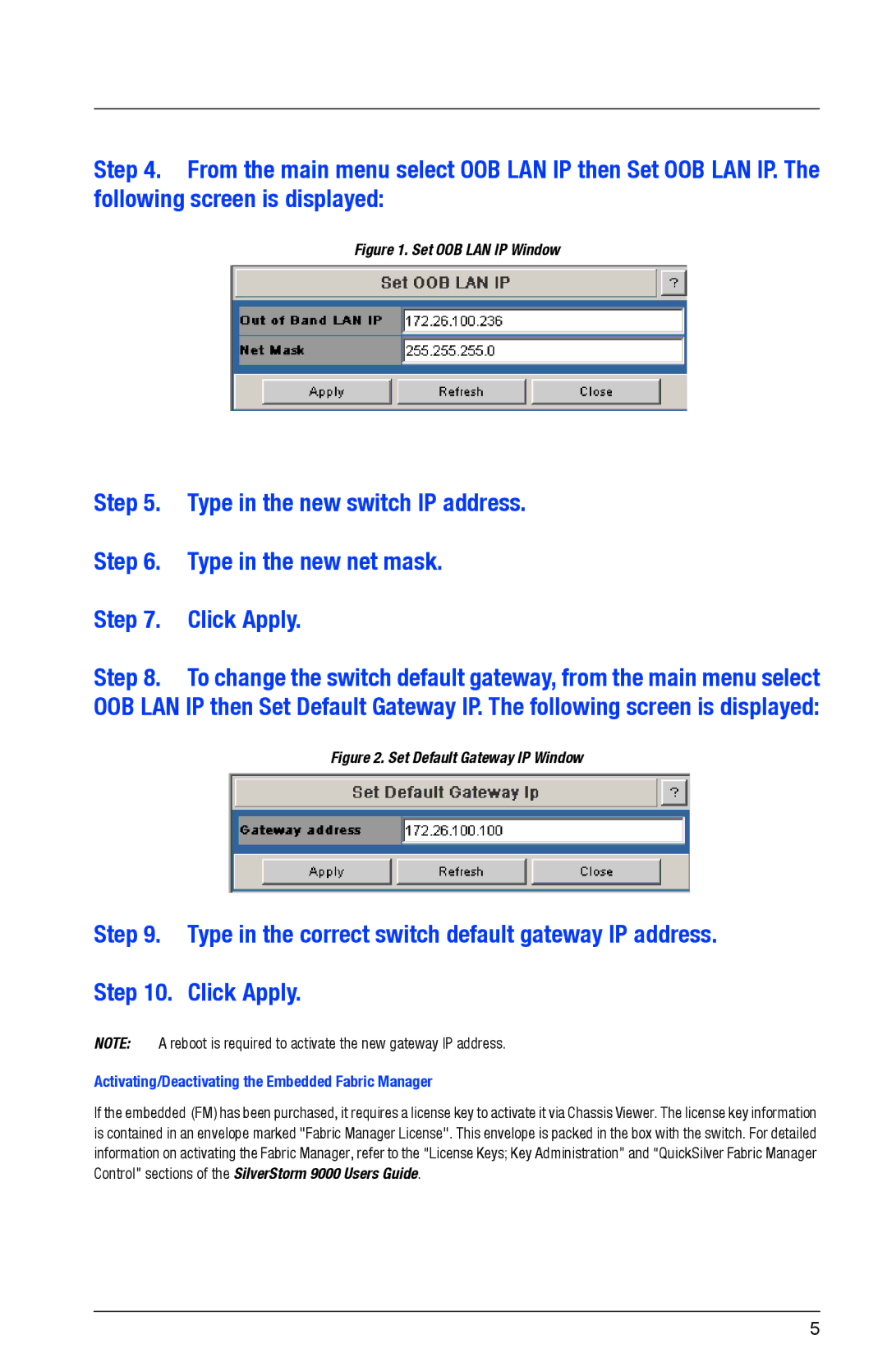 Q-Logic 9040 quick start Set OOB LAN IP Window 