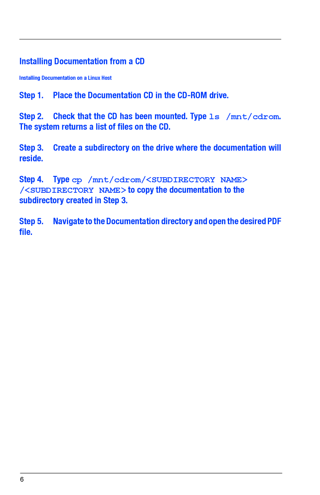 Q-Logic 9040 quick start Installing Documentation from a CD 