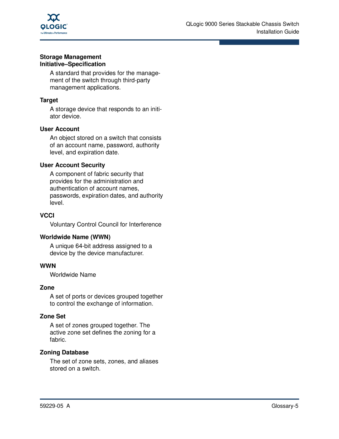 Q-Logic 59229-05 A, 9100 manual Vcci 