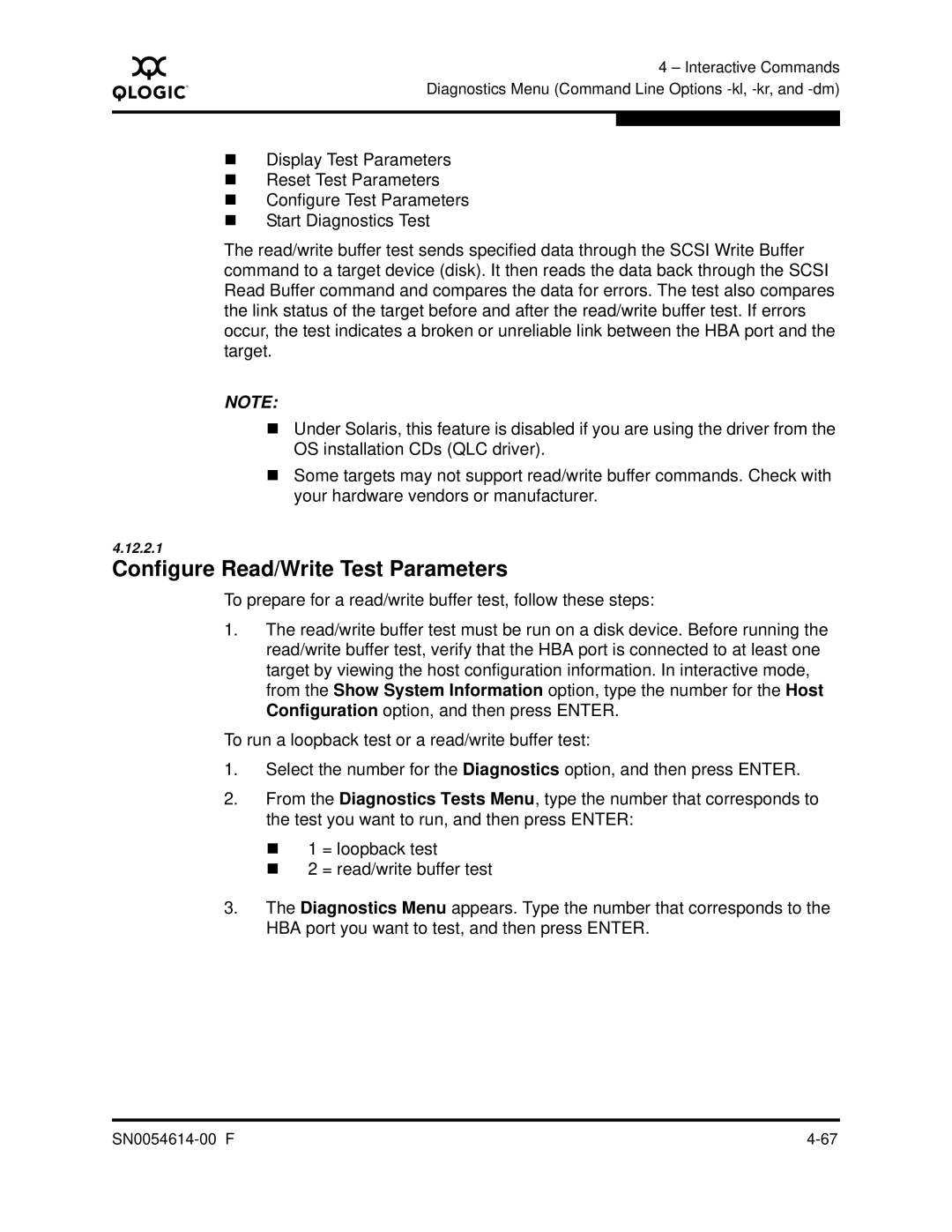 Q-Logic FC HBA CLI manual Configure Read/Write Test Parameters 