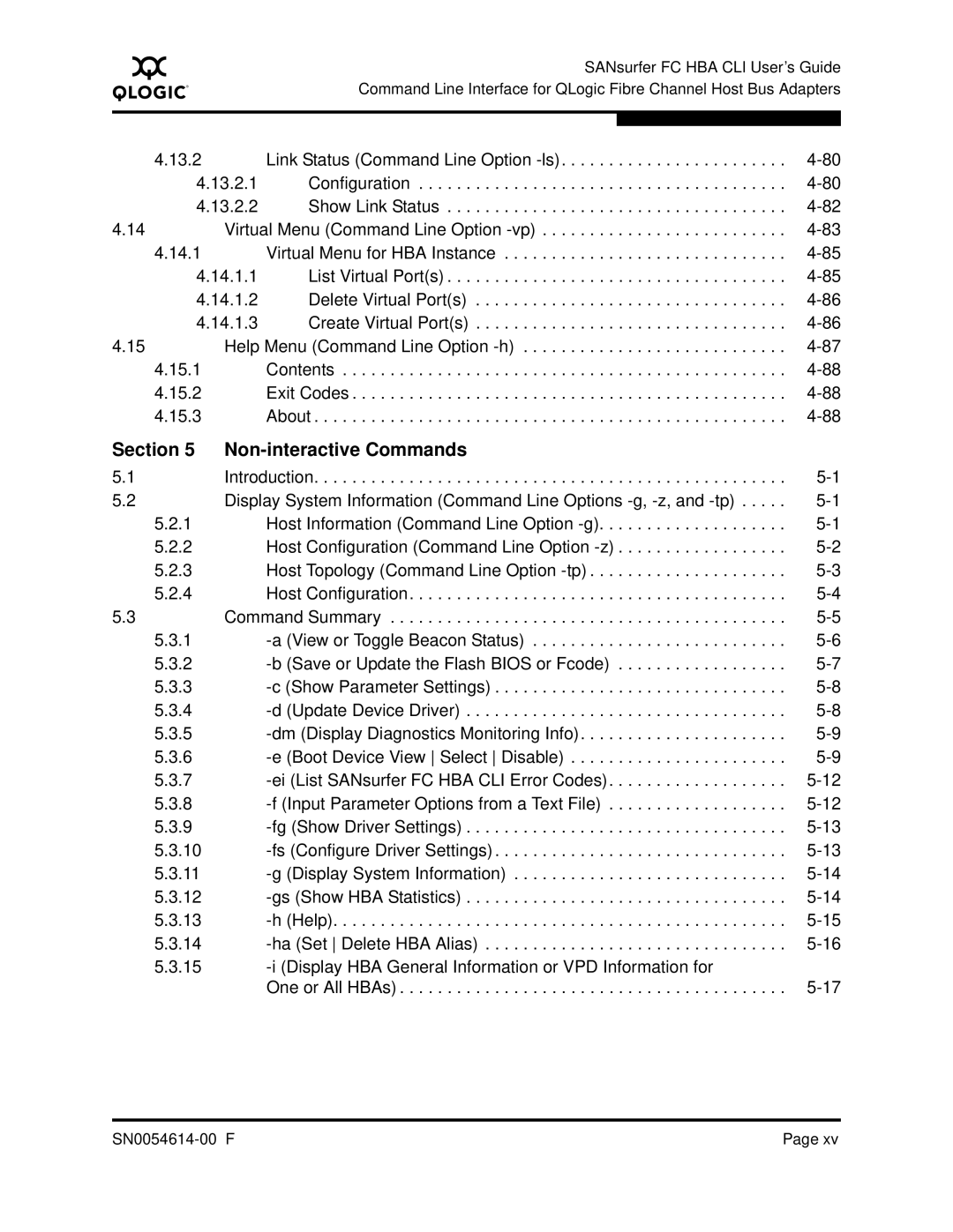 Q-Logic FC HBA CLI manual Section Non-interactive Commands 