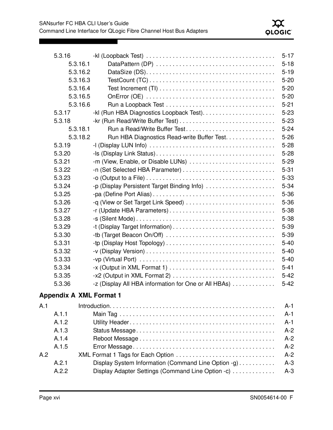 Q-Logic FC HBA CLI manual Appendix a XML Format 