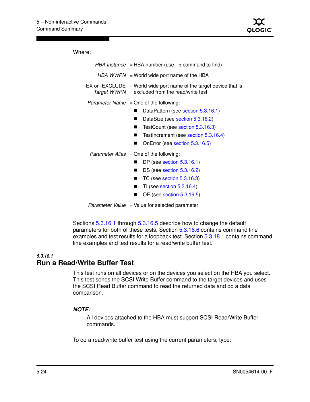 Q-Logic FC HBA CLI manual Run a Read/Write Buffer Test, HBA Wwpn 