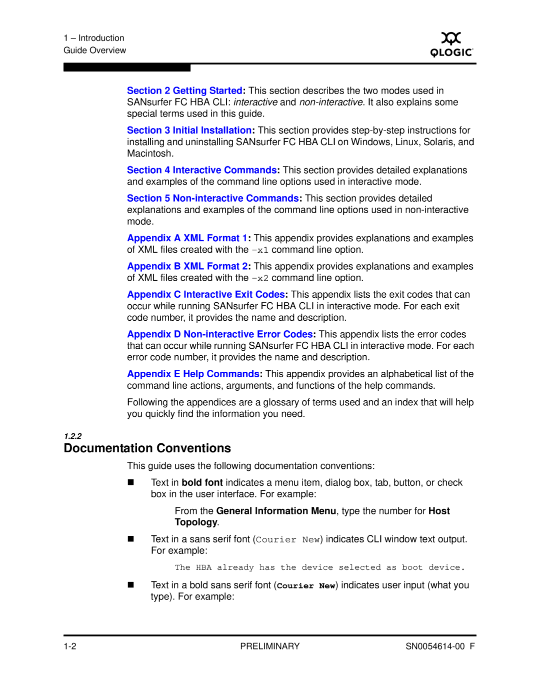 Q-Logic FC HBA CLI manual Documentation Conventions, Topology 