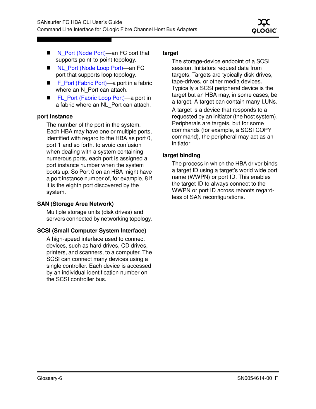 Q-Logic FC HBA CLI manual SAN Storage Area Network 