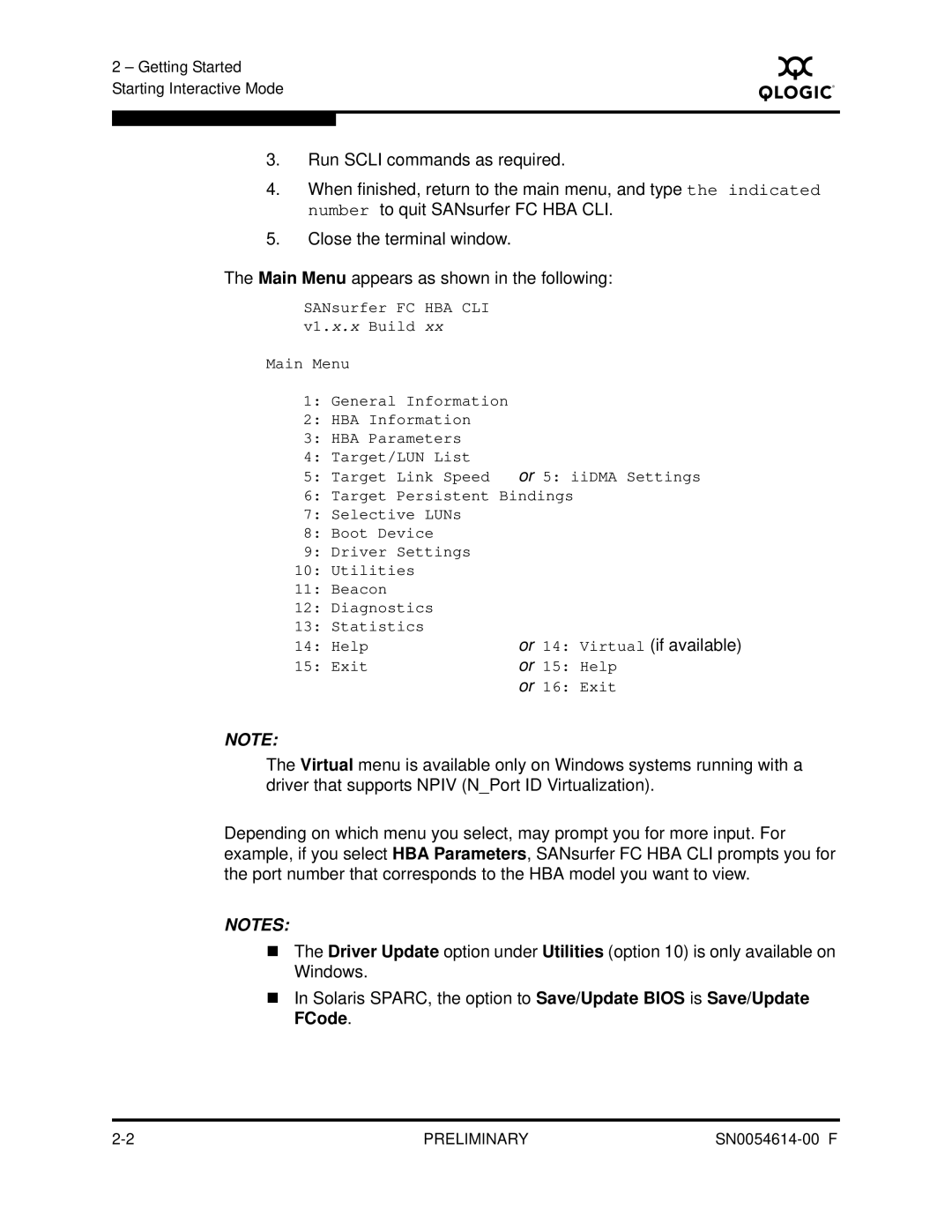 Q-Logic FC HBA CLI manual Virtual if available 