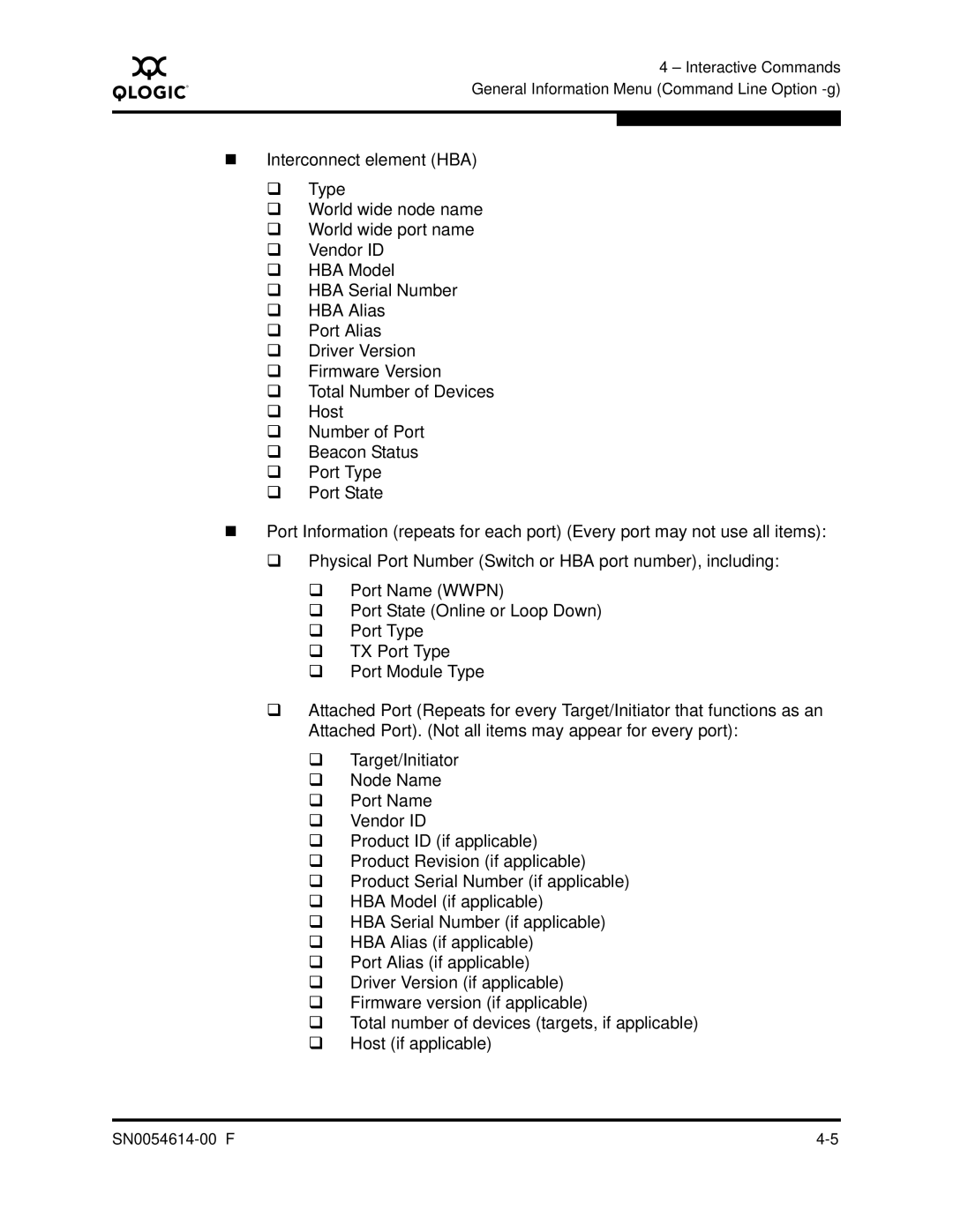 Q-Logic FC HBA CLI manual SN0054614-00 F 