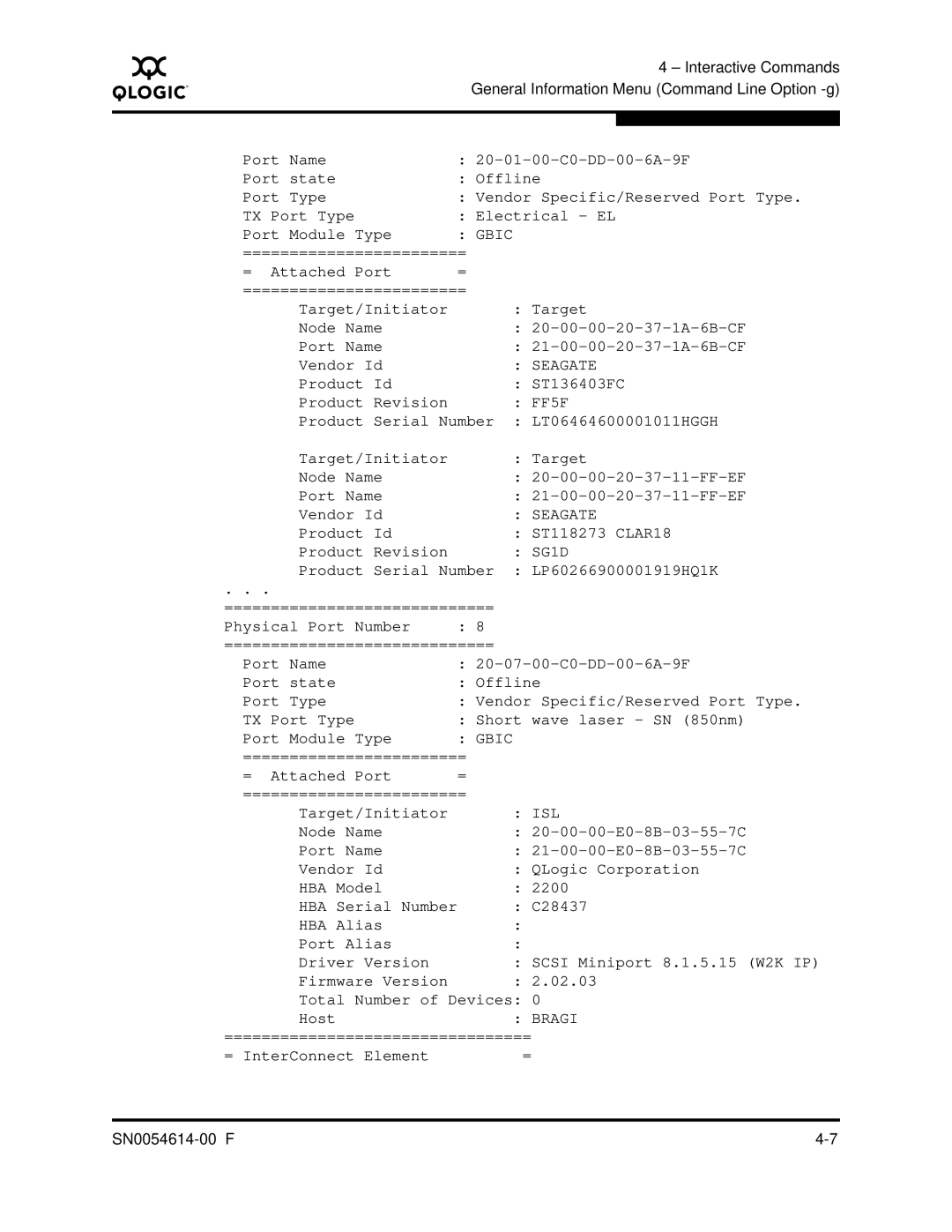 Q-Logic FC HBA CLI manual Seagate 