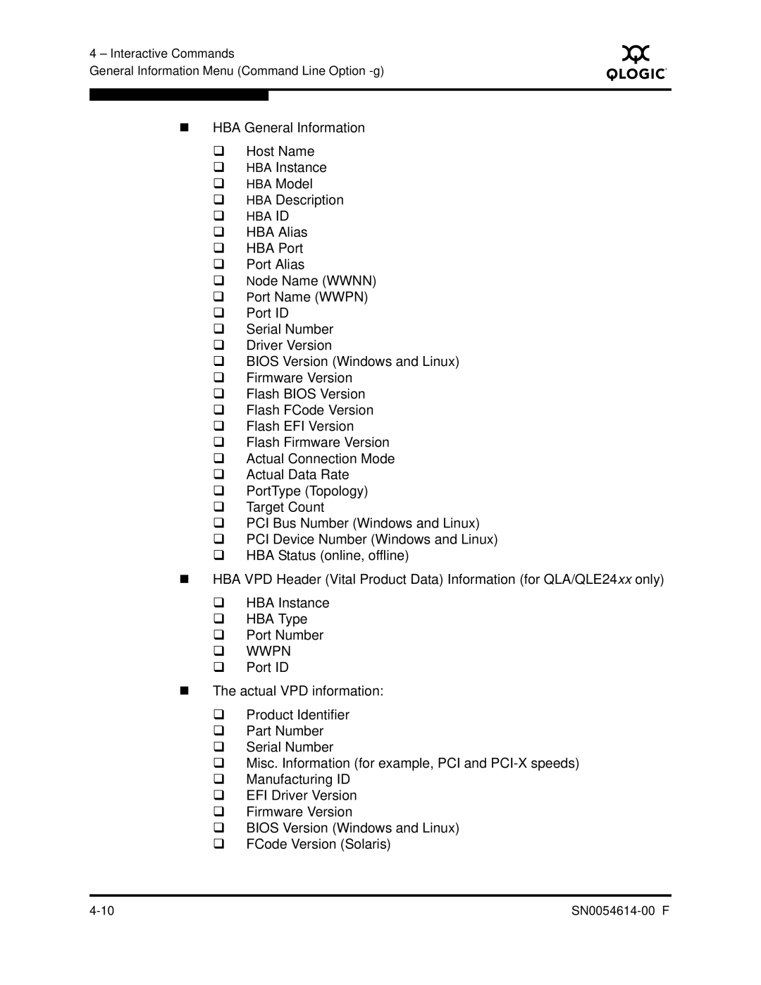 Q-Logic FC HBA CLI manual ‰ Hba Id 