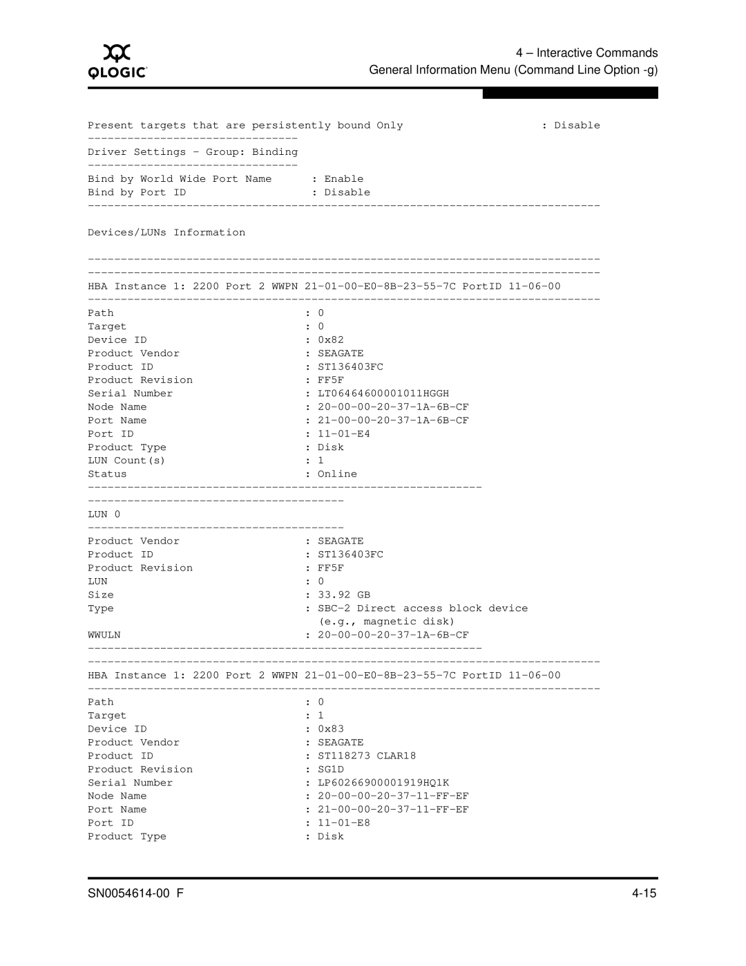 Q-Logic FC HBA CLI manual Lun 