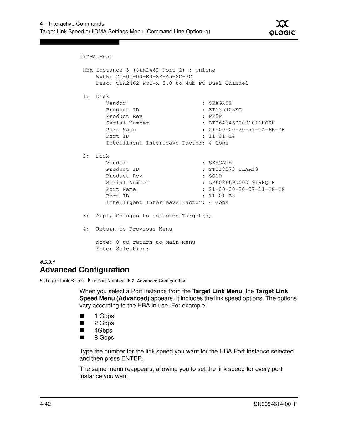 Q-Logic FC HBA CLI manual Advanced Configuration 