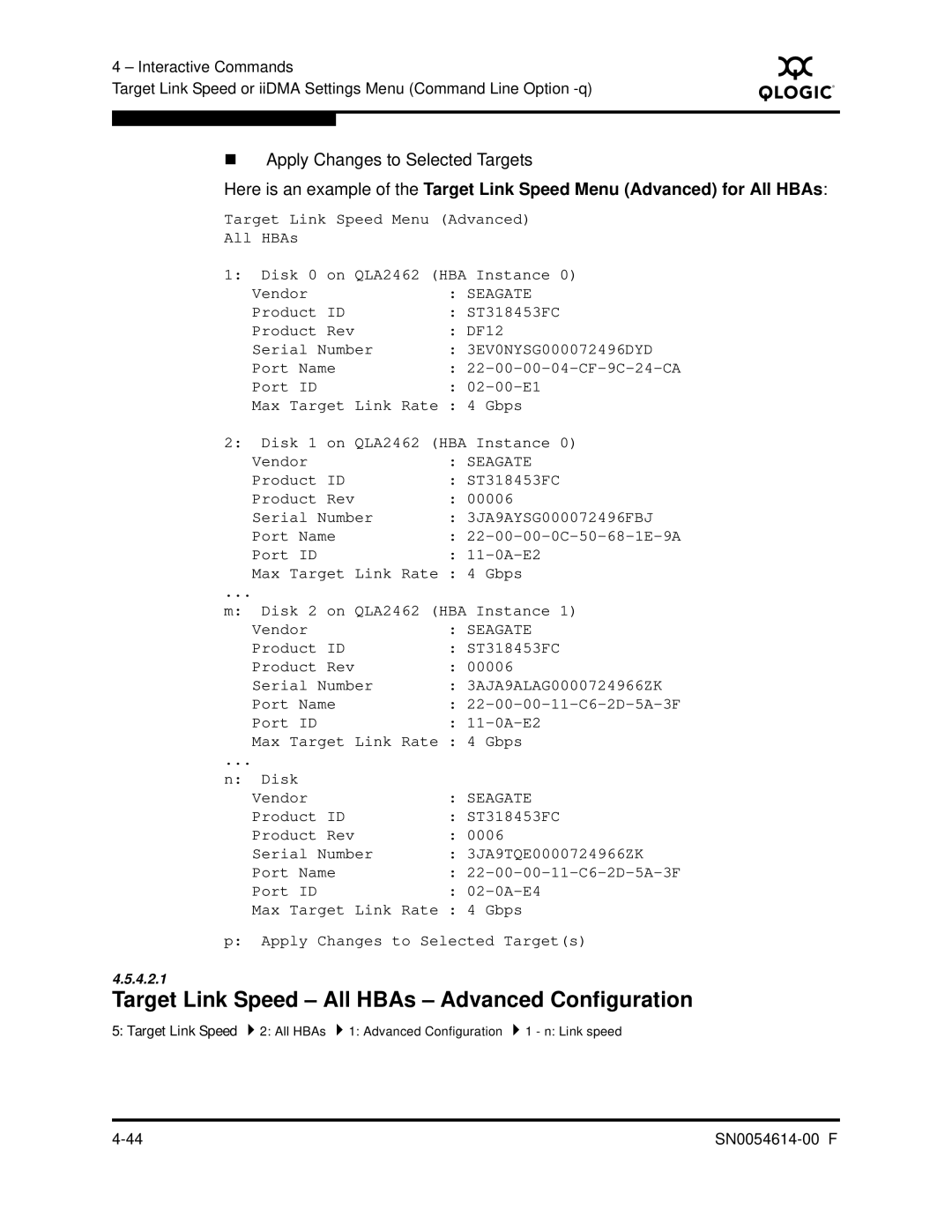 Q-Logic FC HBA CLI manual 4.2.1 