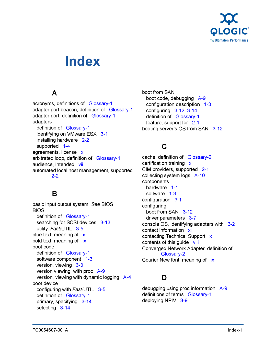 Q-Logic FC0054607-00 A manual Index 