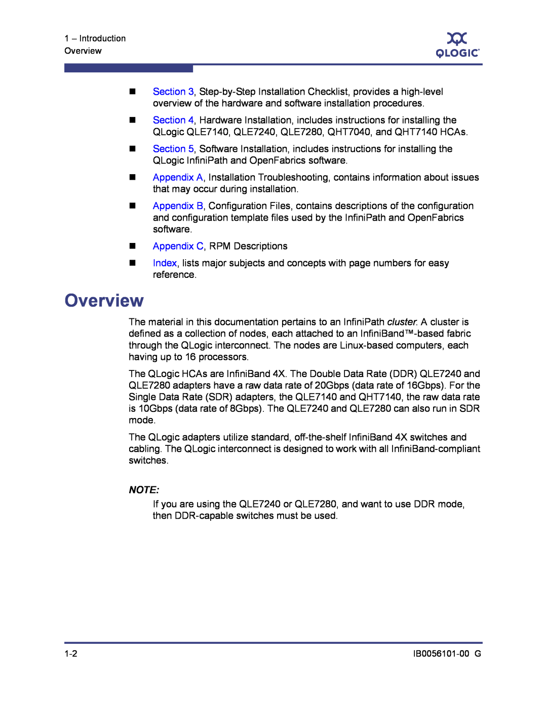 Q-Logic IB0056101-00 G manual Overview 