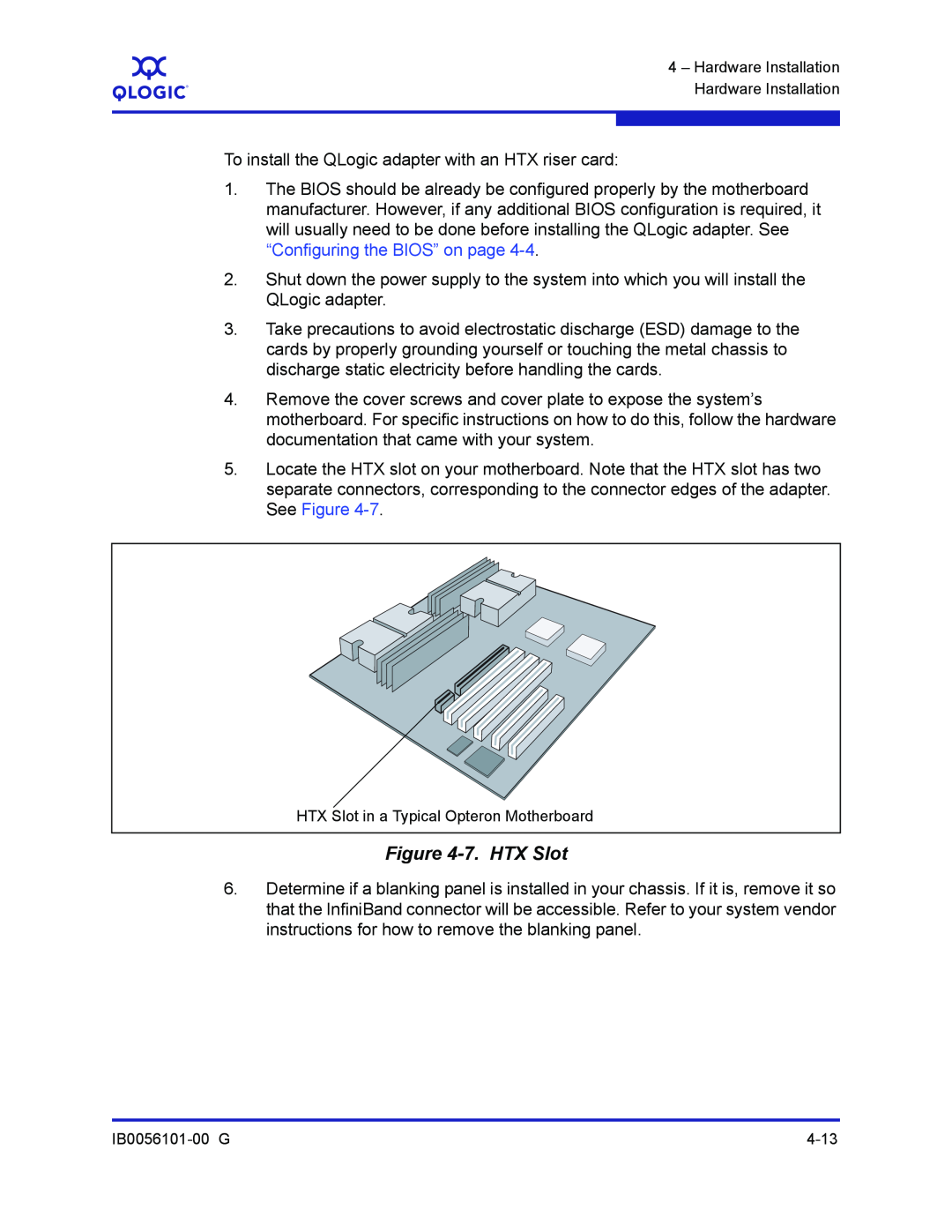 Q-Logic IB0056101-00 G manual 7. HTX Slot 