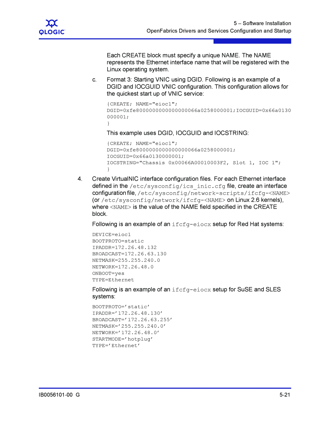 Q-Logic IB0056101-00 G manual This example uses DGID, IOCGUID and IOCSTRING 