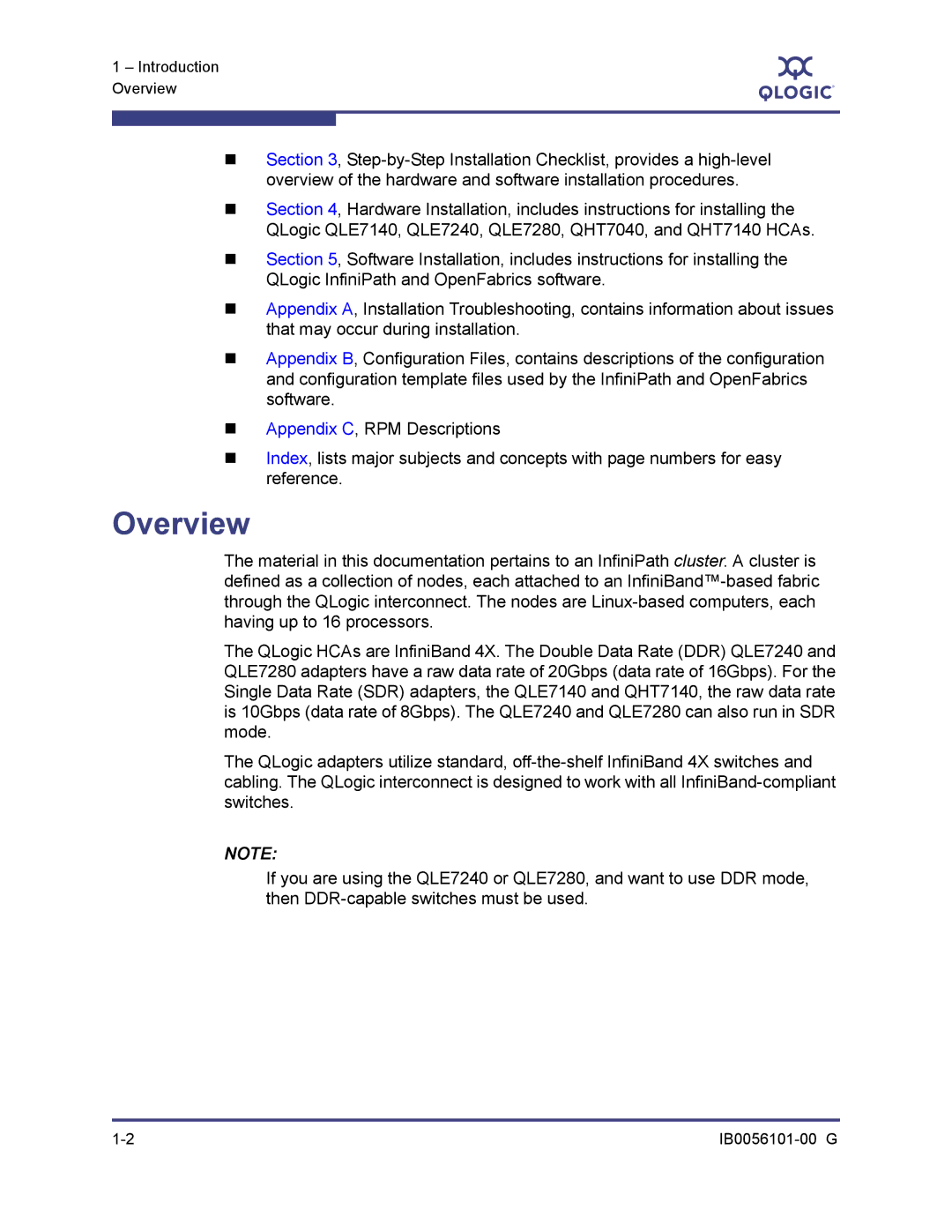 Q-Logic IB0056101-00 G manual Overview 